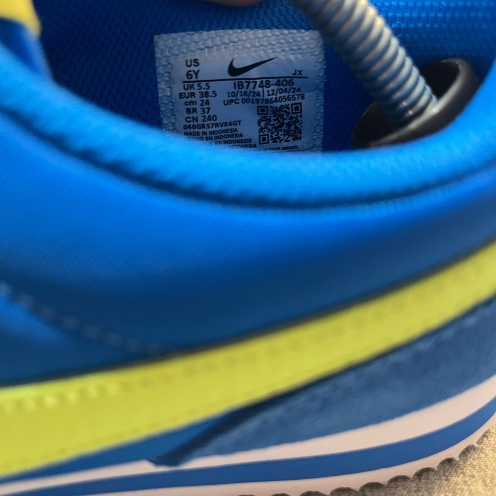 Nike Cortez BG Photo Blue Lemon Twist Shoe Size 6Y/Women 7.5 IB7748-406 - Picture 10 of 10